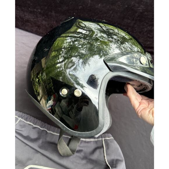 carbon fiber motorcycle half helmet Air - BADASS austin artist nick football Color:GEMG GEM GREEN The carbon fiber construction Editorialist_Size_Large